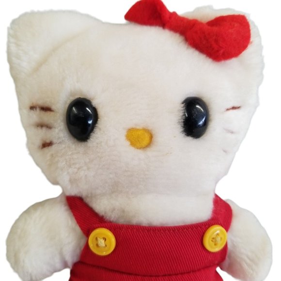 Vintage 1983 Hello Kitty Plush Red Overalls Child Guidance Sanrio CBS Toys 7" - Picture 4 of 13